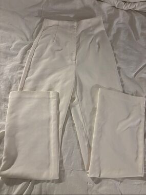 H&M High-Rise Cream Wide-Leg Trousers